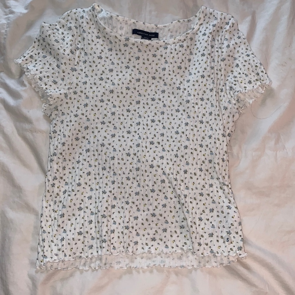 American Eagle Cropped Floral Tshirt